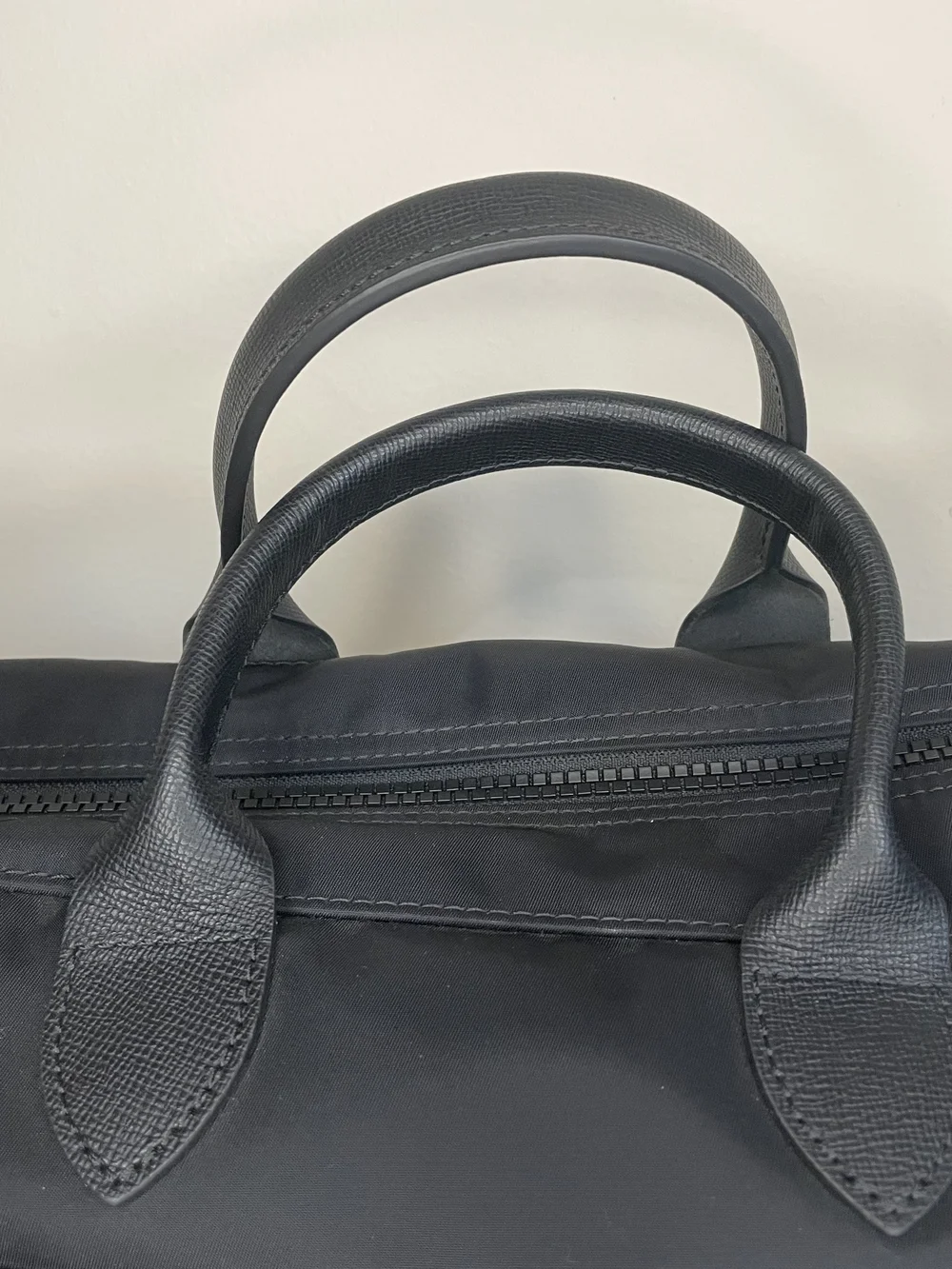 Longchamp Black Cowhide Leather Trim Briefcase with Shoulder Strap
